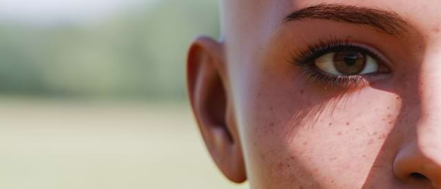 Close up of woman's face with a focus on the ear